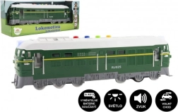 Locomotora de plástico a pilas con sonido y luz 35 cm – Verde