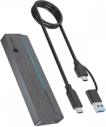 Caja externa para SSD M.2 NVMe y SATA con iluminación RGB, USB 3.2 Gen 2 (10 Gb/s)