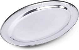 Bandeja ovalada de servicio de acero inoxidable 44 × 29 cm