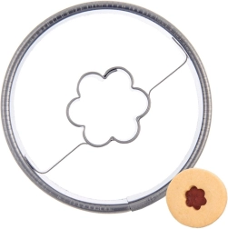 Cortador de galletas de acero inoxidable círculo con flor 4,5 cm