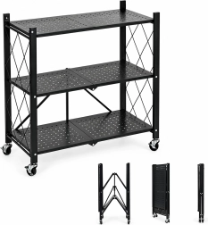 Estantería metálica plegable con ruedas y 3 estantes ModernHome