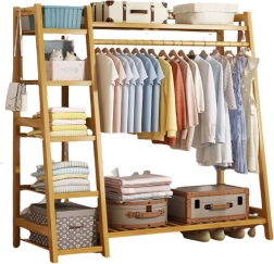 Perchero de bambú con 5 estantes – 130 cm