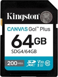 Tarjeta SD 64 GB Kingston Canvas Go Plus C10 U3 V30 200/160 MB/s