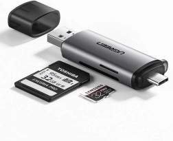Lector de tarjetas Ugreen SD / micro SD USB 3.0 / USB Tipo C 3.0 gris