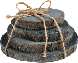 Posavasos de madera de rodajas de madera, set de 4 uds.