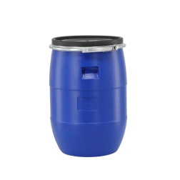 Bidón de plástico de 60 l con abrazadera metálica, azul