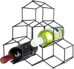 Soporte metálico para vino, negro, 6 botellas 29,5 × 28,5 cm