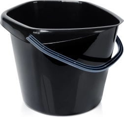 Cubo de plástico negro de 14 l con pico vertedor