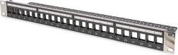 Panel de parcheo modular 19" con 24 puertos para módulos keystone, 1U, apantallado, con guiado de cables