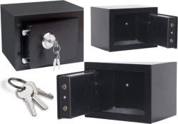 Caja fuerte doméstica de acero con llave, negra 23 × 17 × 17 cm