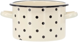 Olla esmaltada 2 l, 16 cm, blanca con lunares