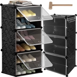 Estantería modular para zapatos con puertas, 6 niveles (3 módulos)
