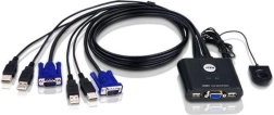 Conmutador KVM USB VGA de 2 puertos con selector remoto