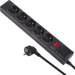 Cable alargador con 5 tomas de corriente y interruptor