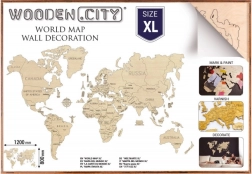 Mapa del mundo de madera XL 120 × 80 cm WOODEN CITY