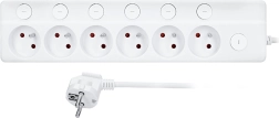 Regleta Solight con interruptores individuales, 6 tomas, 3 m, blanca