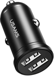 Cargador USB negro de coche de doble puerto 2,4 A