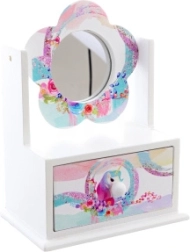 Joyero de madera con espejo floral Unicornio