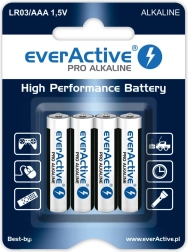 Baterías alcalinas AAA (LR03) Everactive Pro Alkaline, blíster de 4 uds.