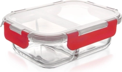 Fiambrera de vidrio dividida con tapa y sello 950 ml