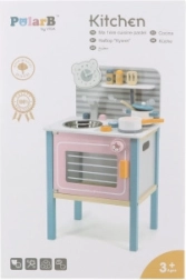 Cocina infantil de madera con placa de cocina y horno