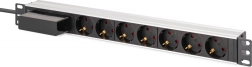 Regleta PDU para rack 19" con interruptor y disyuntor C 16 A, 7× Schuko, cable de 1,8 m, aluminio