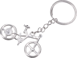 Llavero plateado con forma de bicicleta