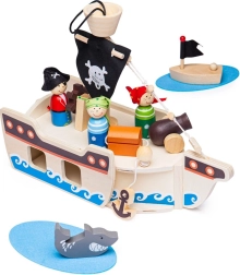 Barco pirata de madera con accesorios de Bigjigs Toys