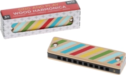 Armónica de madera con rayas y lunares