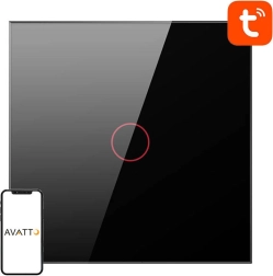 Interruptor de luz inteligente táctil Wi‑Fi Avatto, 1 botón, negro