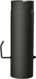 Tubo de humo con compuerta 150 mm, longitud 500 mm, negro