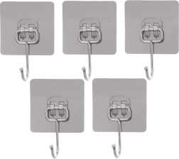Ganchos de acero inoxidable autoadhesivos 6,5 cm – set de 5 uds