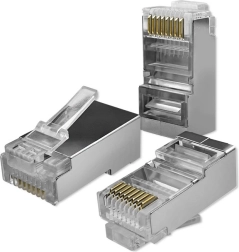 Conector RJ45 pasante CAT6 FTP con contactos chapados en oro, 100 uds
