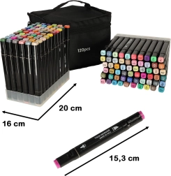 Marcadores de alcohol de doble punta en estuche con base – 120