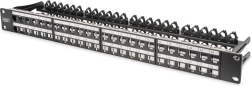 Panel de parcheo modular Digitus de alta densidad, 19" 48x Keystone, apantallado, 1U, negro