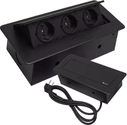 Toma triple empotrada en la encimera IZOXIS, negra