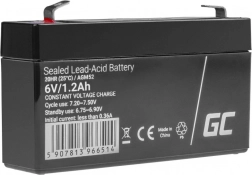 Batería AGM sin mantenimiento 6 V 1,2 Ah para sistemas de seguridad, cajas registradoras y juguetes GREEN CELL