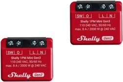 Shelly 1PM Mini Gen3, juego de 2 interruptores inteligentes Wi‑Fi/Bluetooth