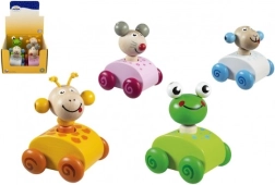 Cochecito de madera con animal y chirriador para niños 12m+