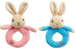 Sonajero arcoíris con anillo Peter Rabbit y Flopsy rosa