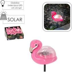 Lámpara solar de jardín flamenco, blanco cálido, 10,5 × 5 × 17,5 cm