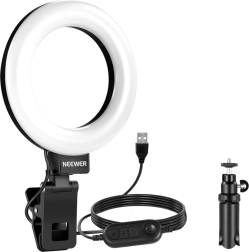 Neewer BR60 luz LED circular de 5" con clip y trípode de sobremesa