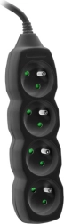 Regleta alargadora con protección contra sobretensiones PowerWatch 3 m, negra (4 tomas)