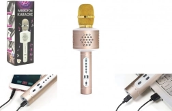 Micrófono karaoke Bluetooth con altavoces y efecto eco – Dorado