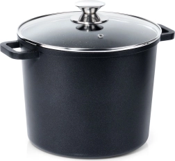 Olla alta de granito con tapa de vidrio GRANDE 7,6 l