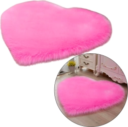 Alfombra de felpa rosa con forma de corazón 40x50 cm