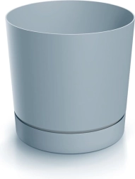 Maceta TUBO P con plato integrado gris claro 33,8 cm