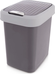 Papelera de plástico 12 l gris ORION con tapa basculante