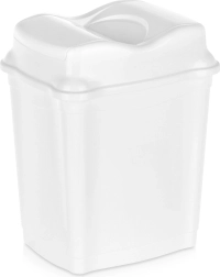 Papelera de plástico con tapa basculante 9 l blanca