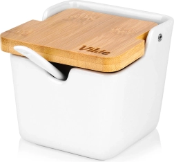 Acerico de cerámica 250 ml con tapa de bambú y cucharita